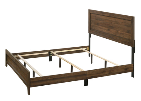 Millie Cherry Brown Finish Transitional Modern Wood Grain Panel Bedroom Set - Ella Furniture