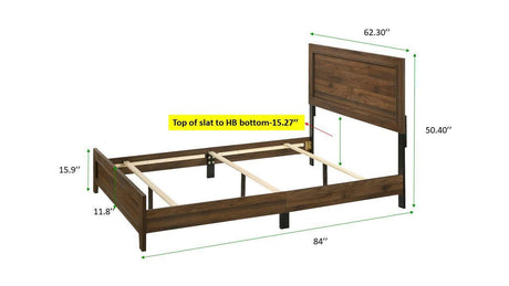 Millie Cherry Brown Finish Transitional Modern Wood Grain Panel Bedroom Set - Ella Furniture