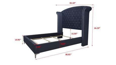 Lucinda Chest - Dark Grey, Modern And Classic Velvet Wood, Classic Metal 5 Drawers - Ella Furniture