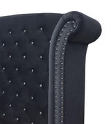 Lucinda Velvet Dark Gray Sleek And Modern Queen Upholstered Tufted Panel Bed - Ella Furniture