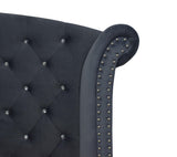 Lucinda Velvet Dark Gray Sleek And Modern Queen Upholstered Tufted Panel Bed - Ella Furniture