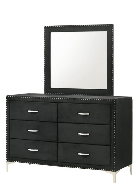 Lucinda Black Modern And Classic Wood Velvet Wingback Upholstered Tufted King Panel Bed - Ella Furniture