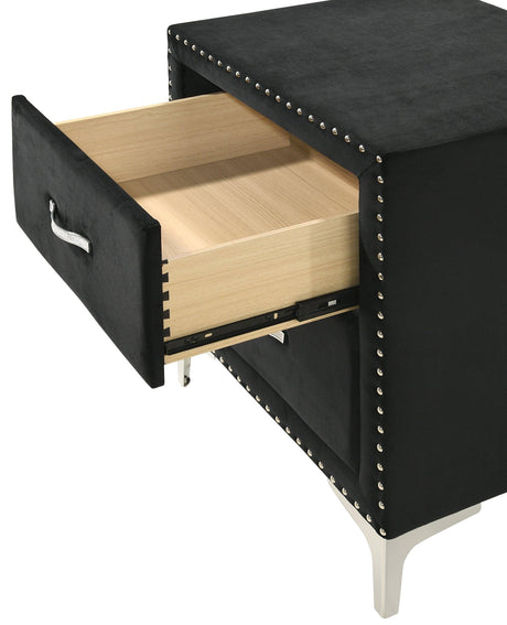 Lucinda Black Velvet Wingback Sleek And Modern Upholstered Tufted Queen Panel Bed - Ella Furniture
