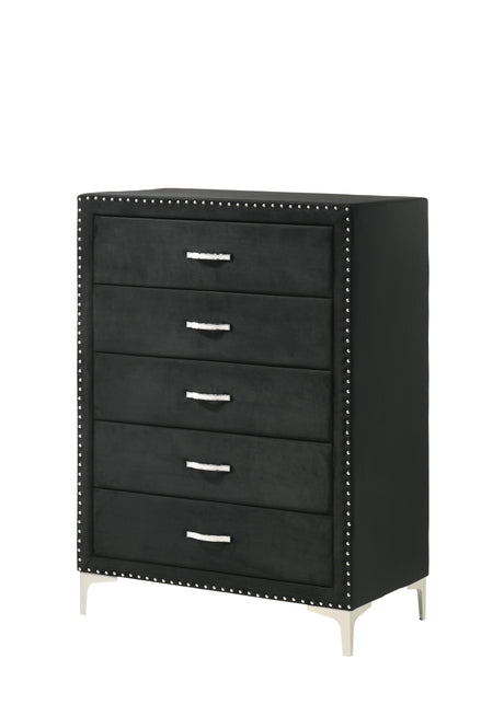 Lucinda Black Velvet Wingback Sleek And Modern Upholstered Tufted Panel Bedroom Set - Ella Furniture