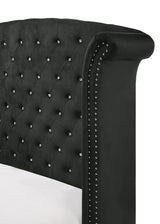 Lucinda Black Velvet Wingback Sleek And Modern Upholstered Tufted Panel Bedroom Set - Ella Furniture