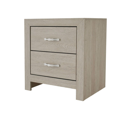 Jaylen Cream Finish Modern LED Faux Leather Upholstered Tufted Queen Panel Bed - Ella Furniture