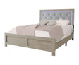 Jaylen Cream Sleek And Modern Wood King LED Faux Leather Upholstered Tufted Panel Bed - Ella Furniture