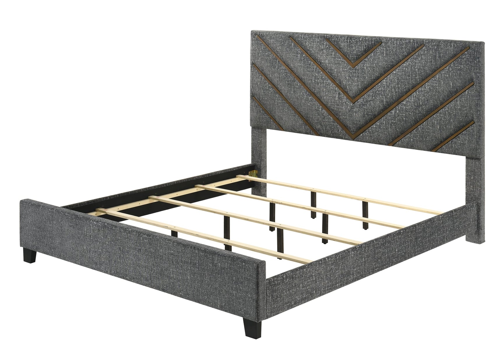 Zane Gray Upholstered Panel King Bed view 3