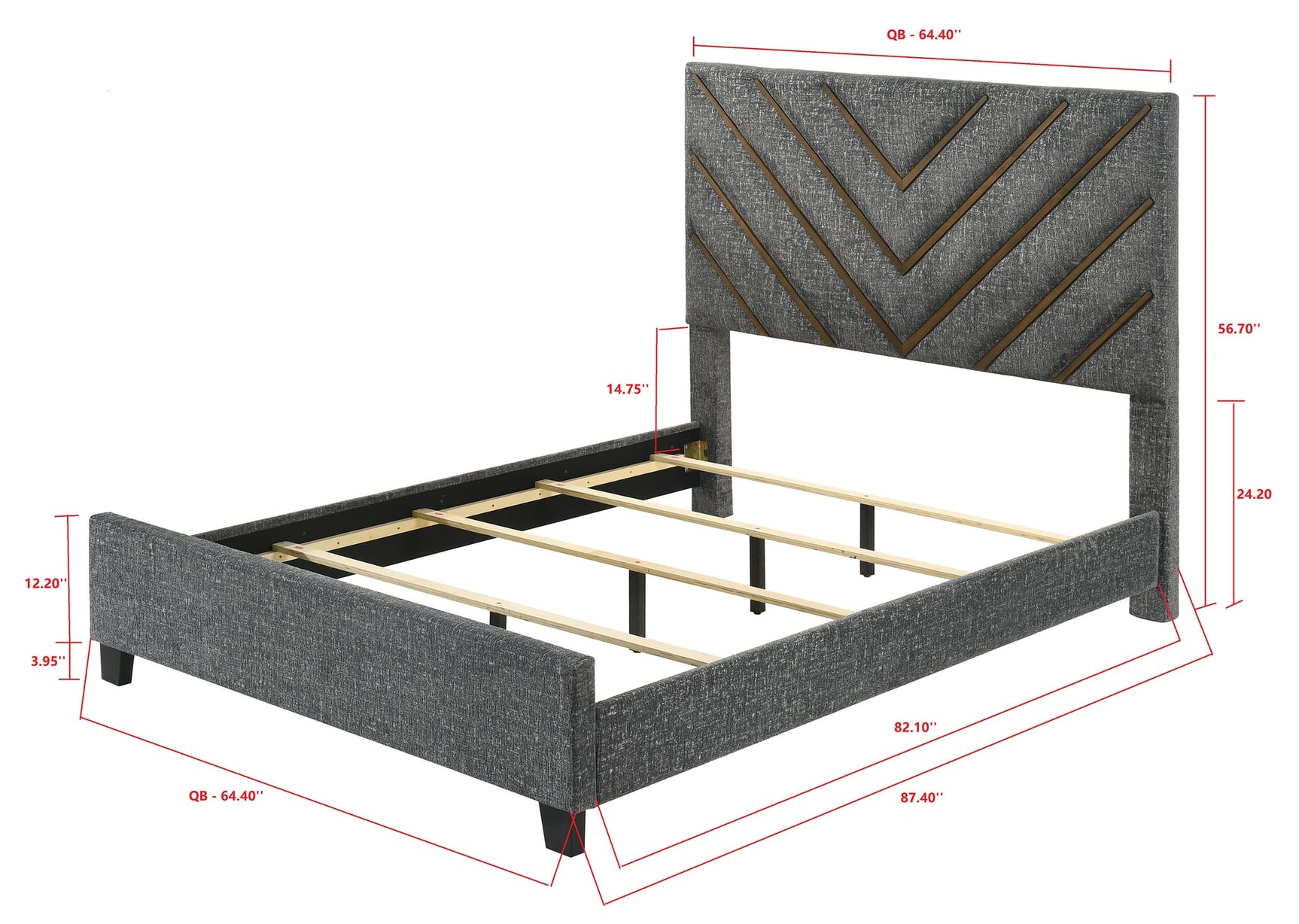 Zane Gray Upholstered Panel Bedroom Set view 7