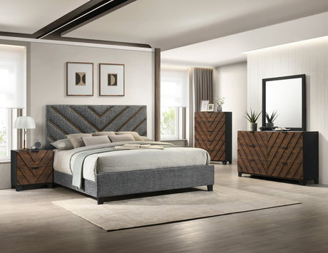 Zane Gray Upholstered Panel King Bed view 2