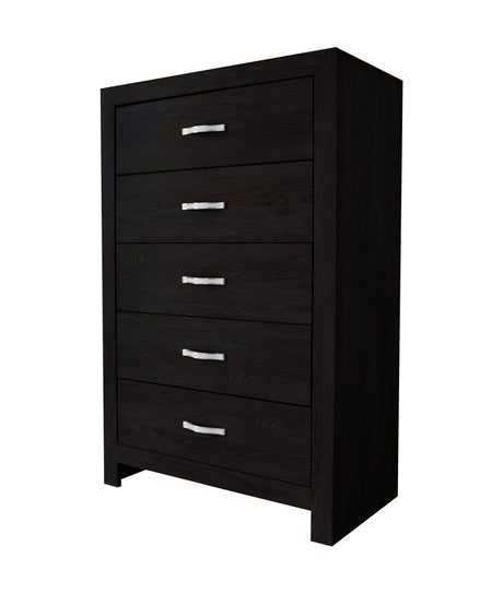 Jaylen Night Stand Black, Modern And Glam Wood, Metal 2 Drawers - Ella Furniture