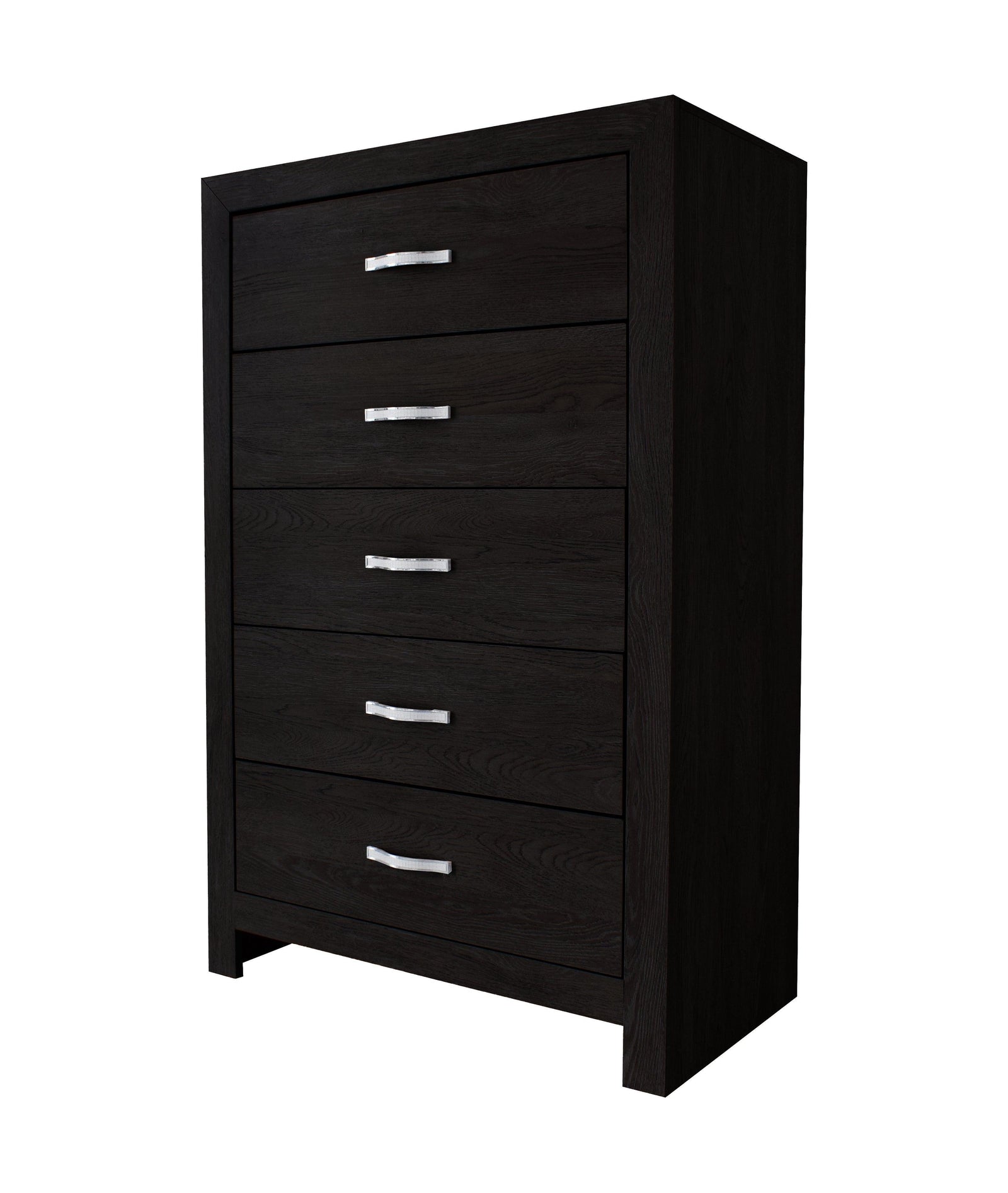 Jaylen Chest Black, Modern And Glam Wood, Metal 5 Drawers - Ella Furniture