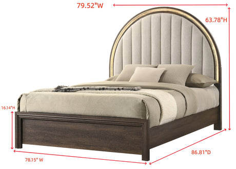 Noreen Brown Gray Upholstered LED Panel King Bed view 5