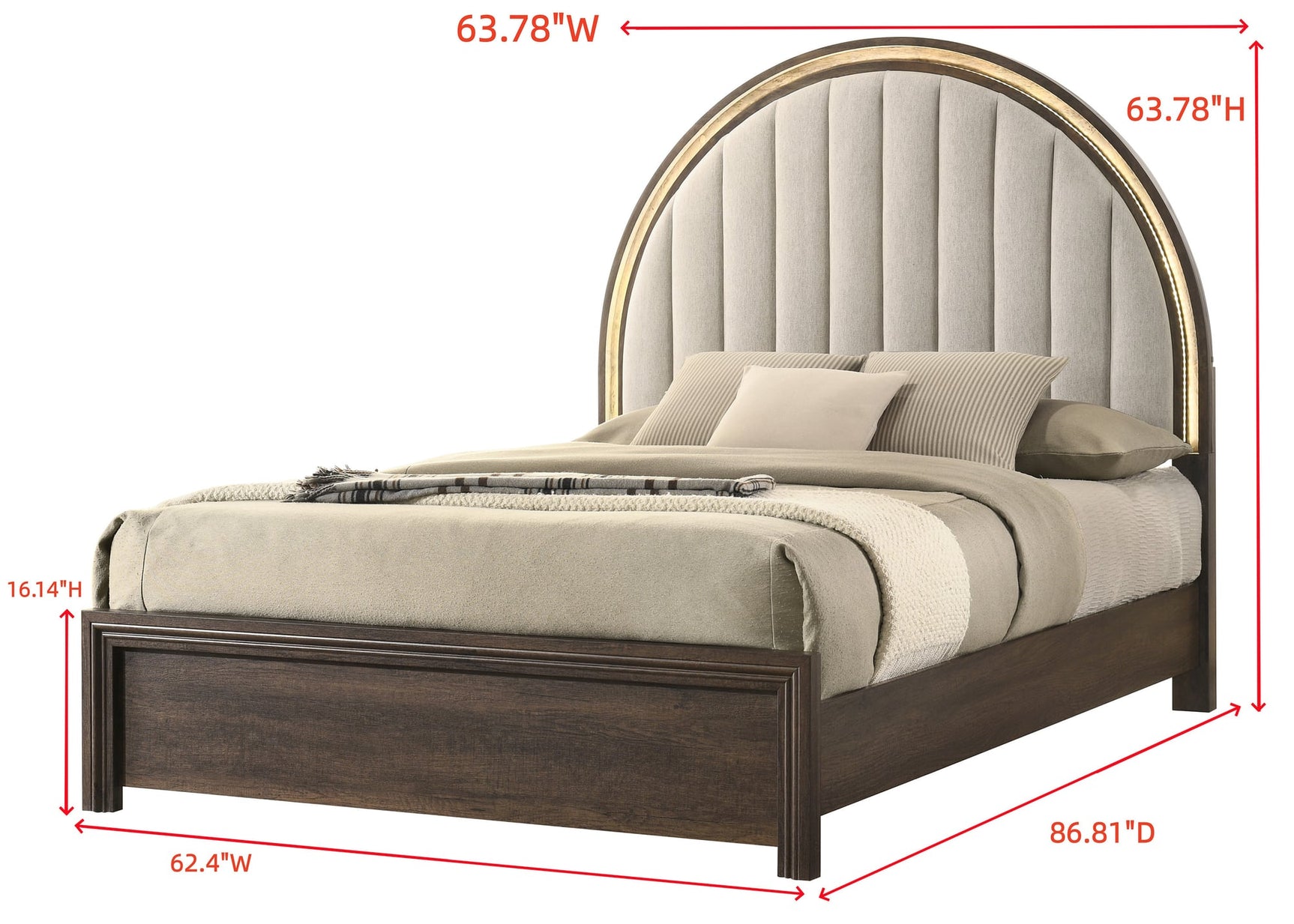 Noreen Brown Gray Upholstered LED Panel Bedroom Set view 5