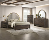 Noreen Brown Gray Upholstered LED Panel Queen Bed view 2