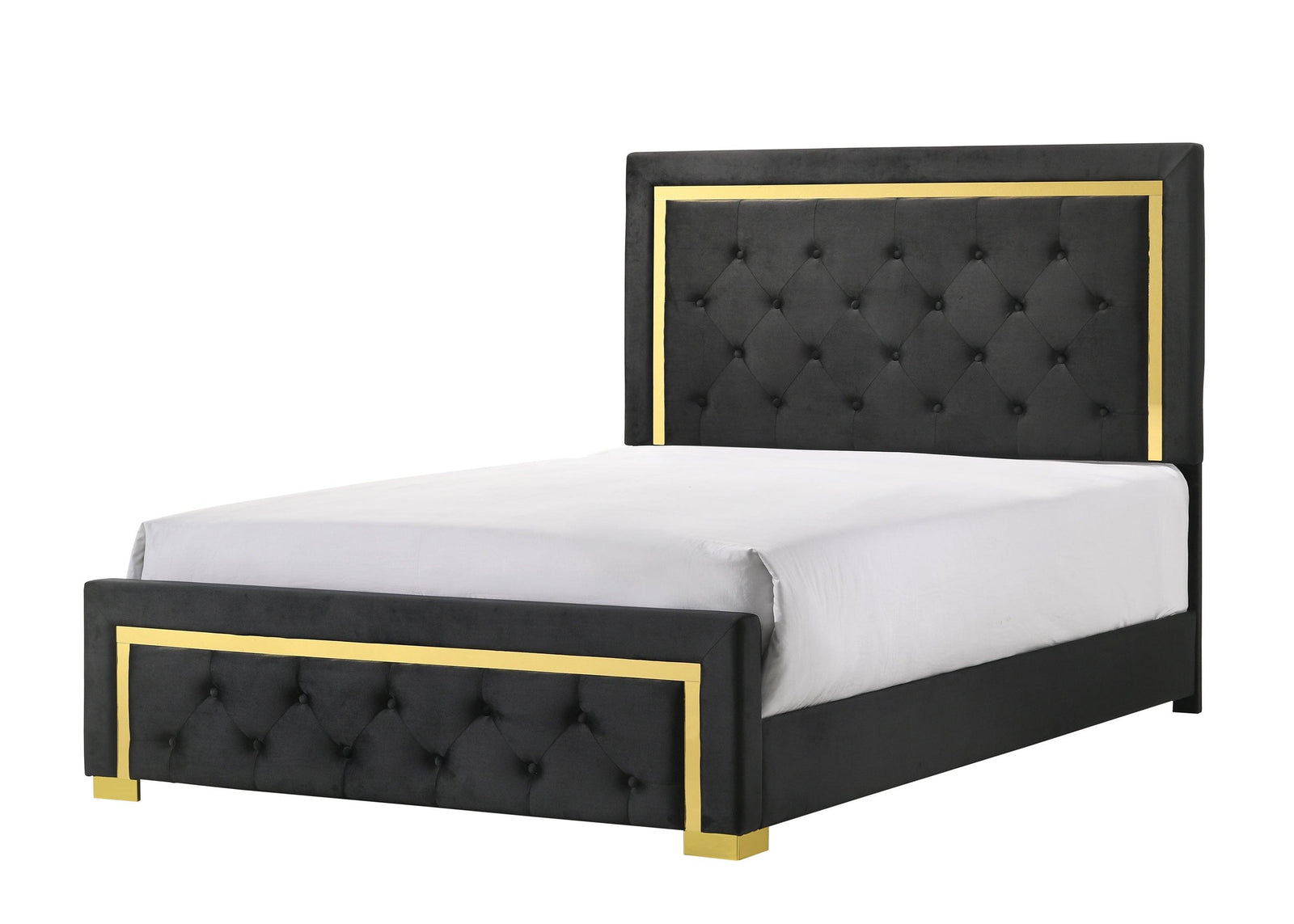 Pepe Black Modern Wood Fabric Upholstered Tufted King Panel Bed - Ella Furniture