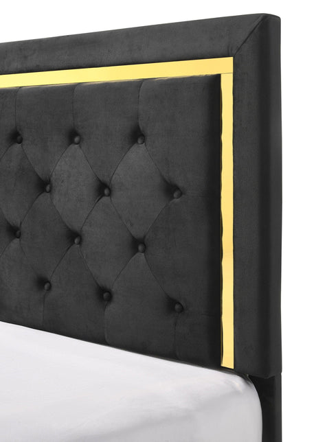 Pepe Night Stand Black/Gold, Contemporary Modern Wood, 2 Drawers - Ella Furniture