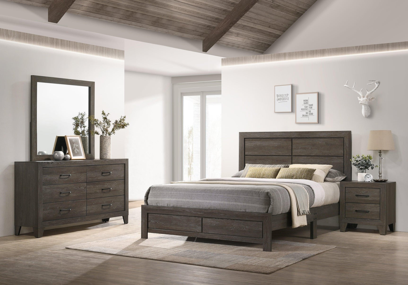 Hopkins Brown Classic Modern Wood Full Platform Bed - Ella Furniture
