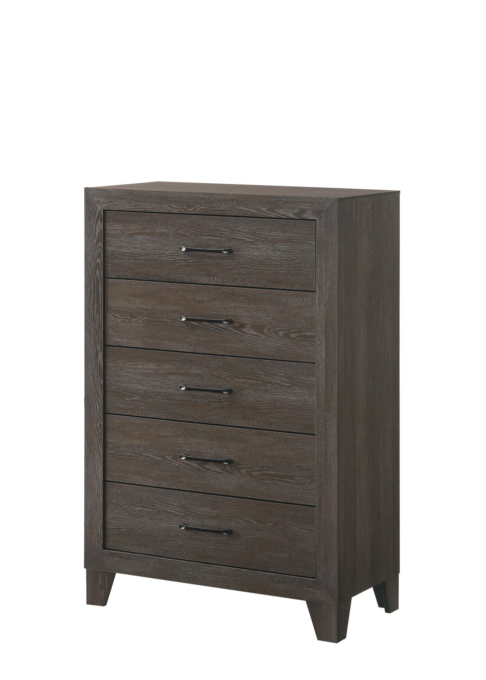 Hopkins Chest Brown, Sleek And Modern Wood, Metal 5 Drawers - Ella Furniture