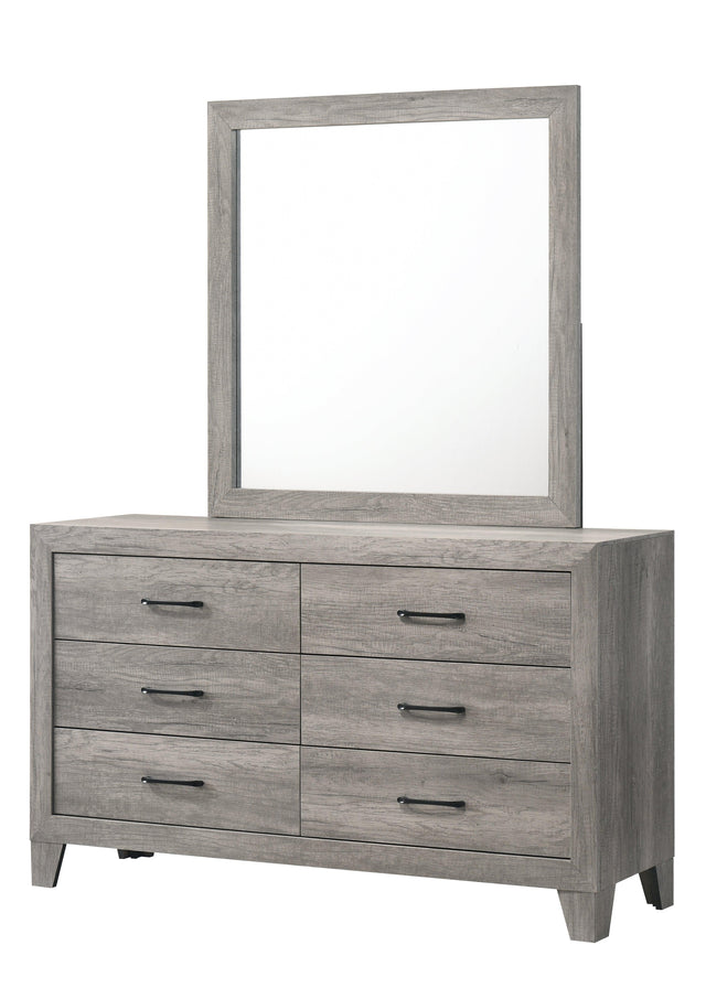 Hopkins Dresser Drift Wood, Sleek Modern Wood, 6 Spacious Drawers - Ella Furniture