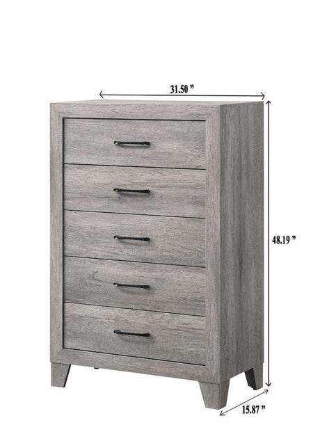 Hopkins Night Stand Drift Wood, Sleek And Modern Wood, Metal 2 Drawers - Ella Furniture