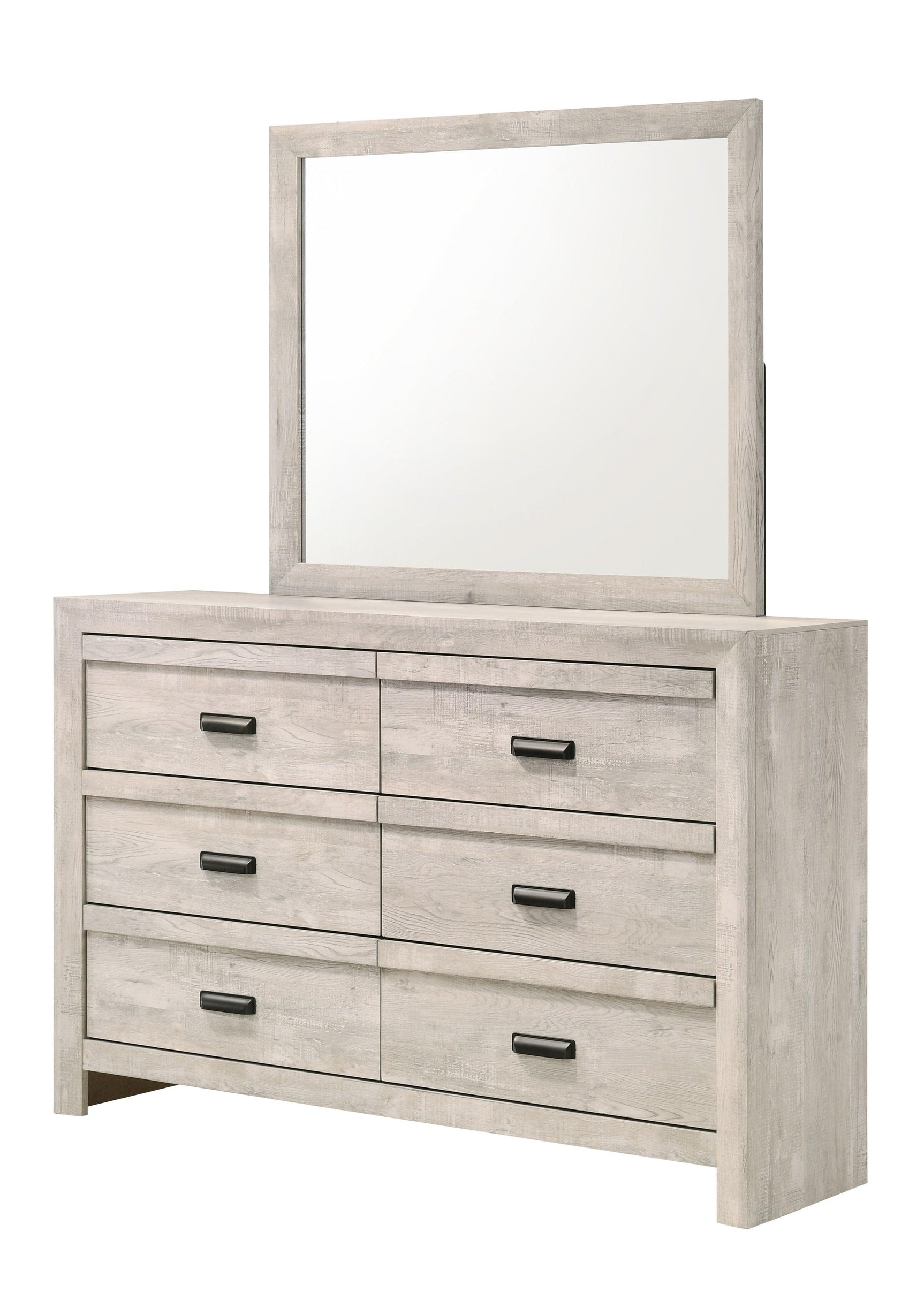 Valor Chest Cream, Rustic Modern Wood, 6 Metal Drawers - Ella Furniture