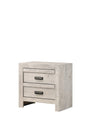 Valor Night Stand Cream, Rustic Modern Wood, 2 Metal Drawers - Ella Furniture