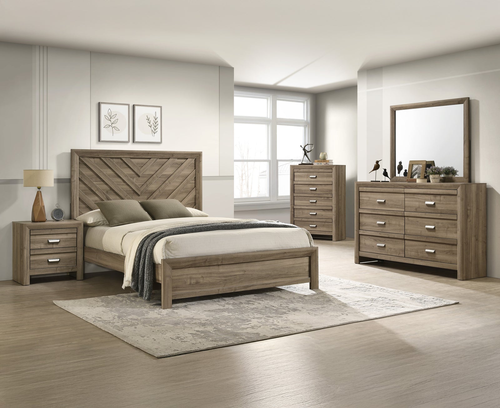 Valor Light Brown Panel Bedroom Set