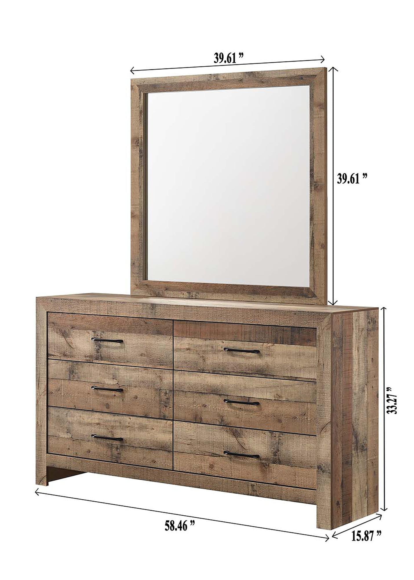 Elmer Natural Dresser and Mirror view 2