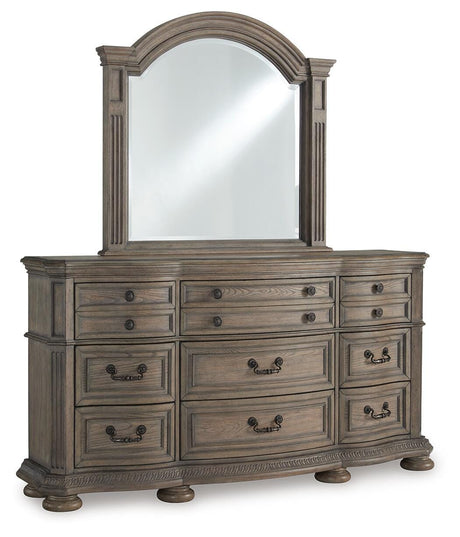 Ardenfield Light Brown Upholstered Sleigh Bedroom Set angled view