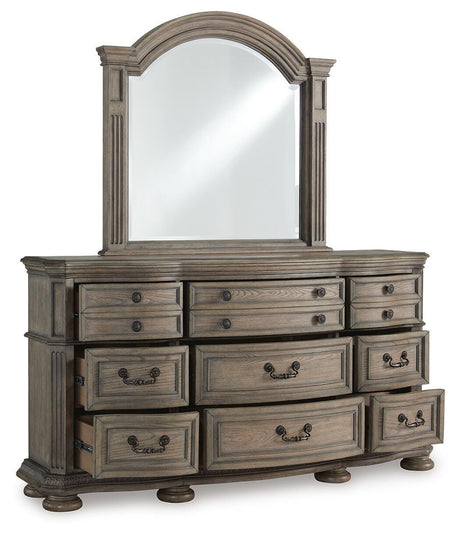 Ardenfield Light Brown Upholstered Sleigh Bedroom Set angled view