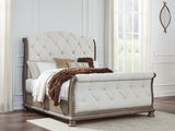 Ardenfield Light Brown Queen Upholstered Sleigh Bed