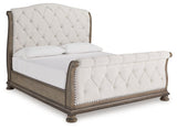 Ardenfield Light Brown King Upholstered Sleigh Bed