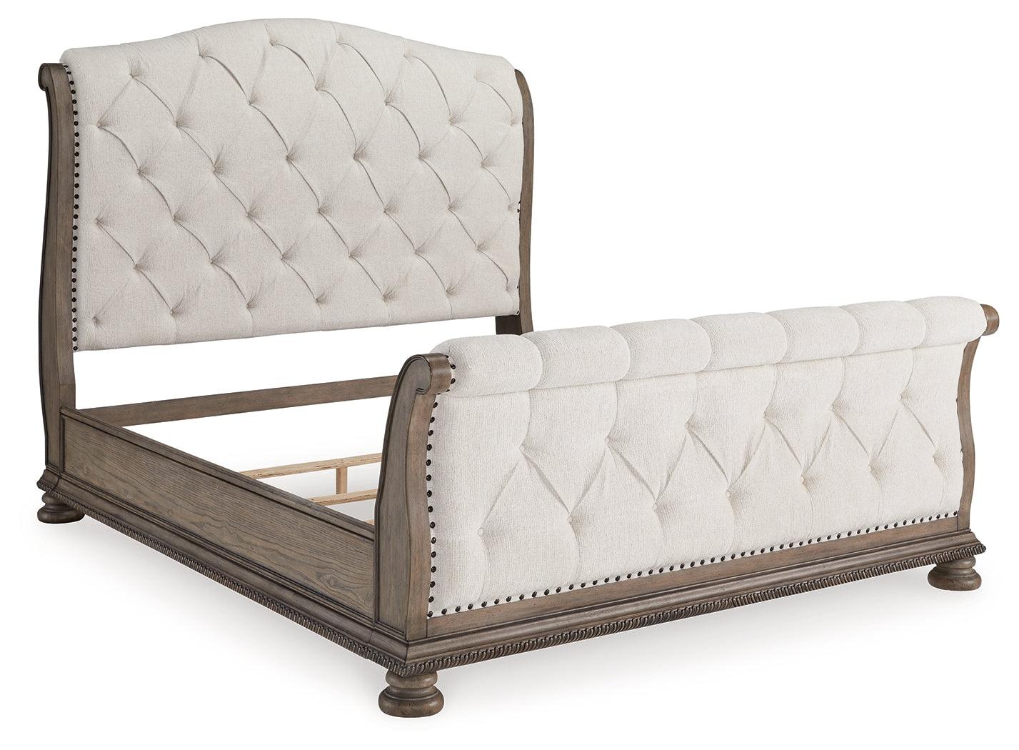 Ardenfield Light Brown King Upholstered Sleigh Bed