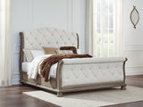 Ardenfield Light Brown King Upholstered Sleigh Bed