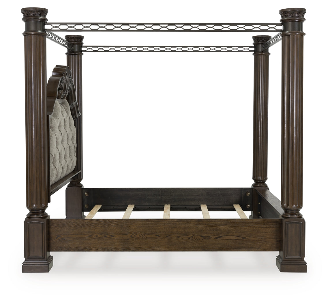 Maylee Dark Brown King Canopy Bed