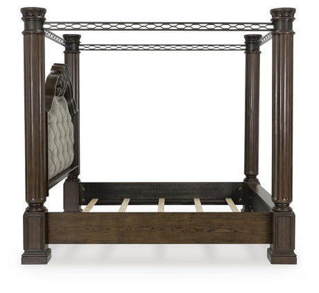 Maylee Dark Brown Canopy Bedroom Set view 4