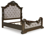 Maylee Dark Brown Upholstered Bedroom Set angled view