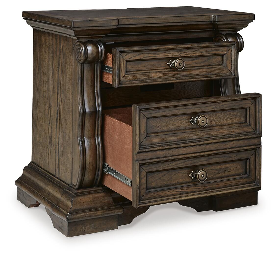 Maylee Dark Brown Upholstered Bedroom Set angled view