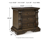 Maylee Dark Brown Canopy Bedroom Set dimension view
