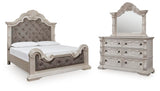 Bruchandi Antique White Upholstered Panel Bedroom Set view 15