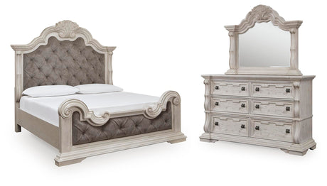 Bruchandi Antique White Upholstered Panel Bedroom Set view 15