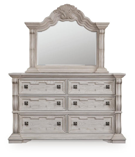 Bruchandi Antique White Upholstered Panel Bedroom Set view 5