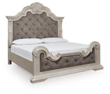 Bruchandi Antique White Upholstered Panel Bedroom Set angled view
