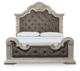 Bruchandi Antique White King Upholstered Panel Bed