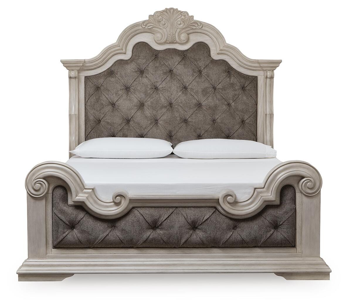 Bruchandi Antique White Upholstered Panel Bedroom Set view 7