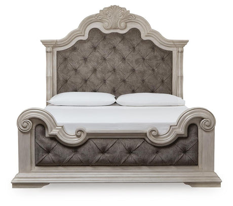 Bruchandi Antique White Upholstered Panel Bedroom Set view 7