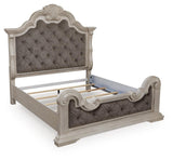 Bruchandi Antique White Upholstered Panel Bedroom Set angled view