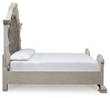 Bruchandi Antique White King Upholstered Panel Bed