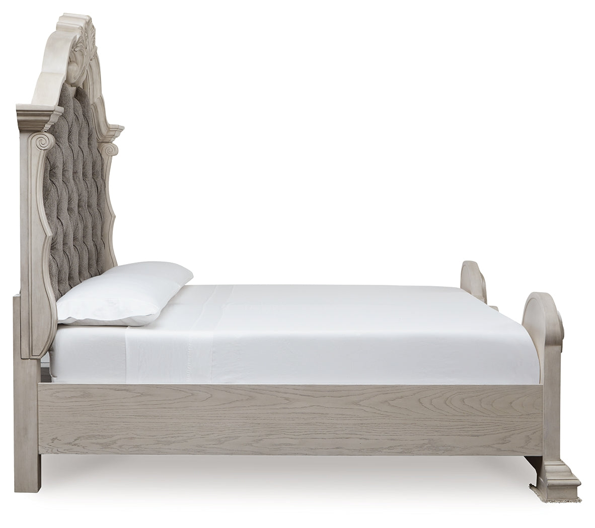 Bruchandi Antique White King Upholstered Panel Bed